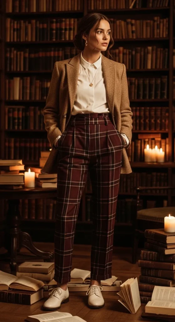 Tweed Blazer and Plaid Trousers