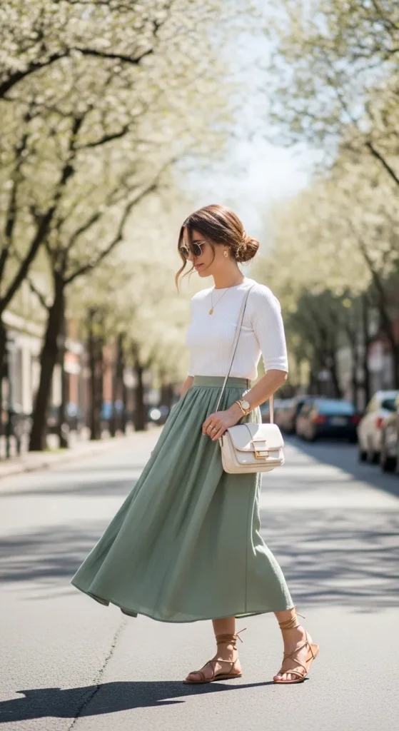  Linen Midi Skirt