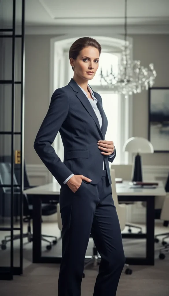 Classic Blazer with Tailored Work Trousers