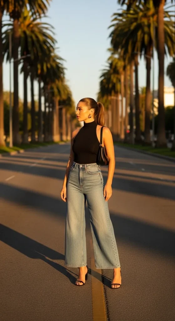 The Halter Top and Wide-Leg Jeans Combo