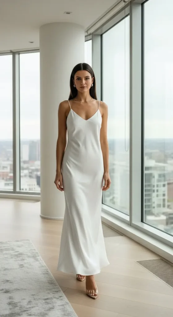 White Silk Slip Dress