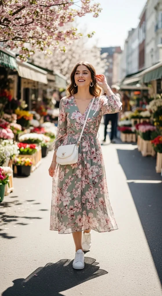  Midi Dress and White Trainers