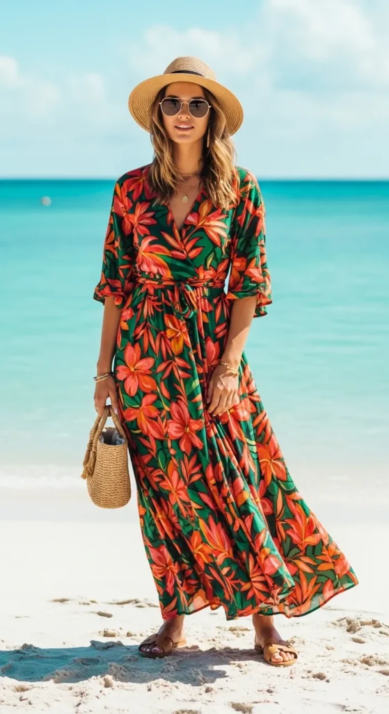 Tropical Print Maxi Dress