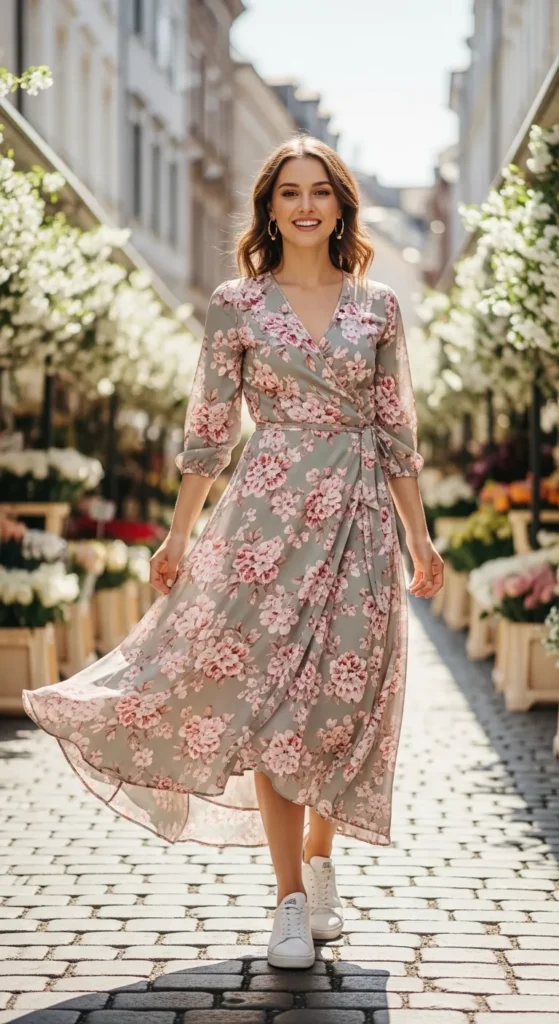 Midi Dress and White Trainers