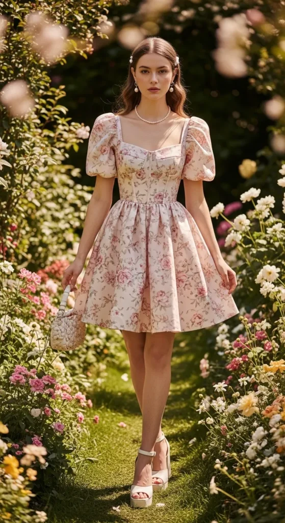 Floral Puff Sleeve Mini Dress