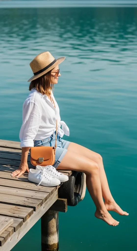 Denim Shorts and a Relaxed Linen Shirt