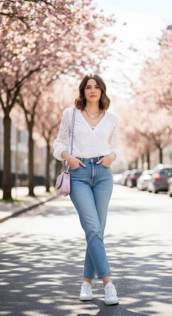 Blouse and Straight Leg Jeans