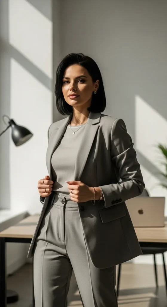 Elegant Monochrome Office Outfit Idea