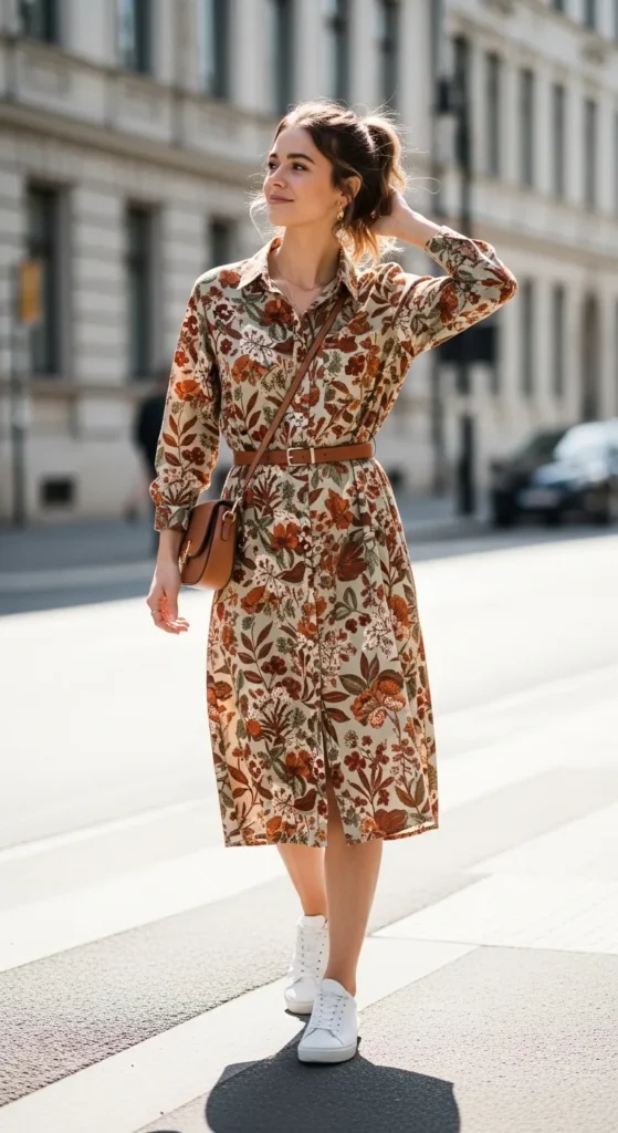 Classic Floral Shirt Dress