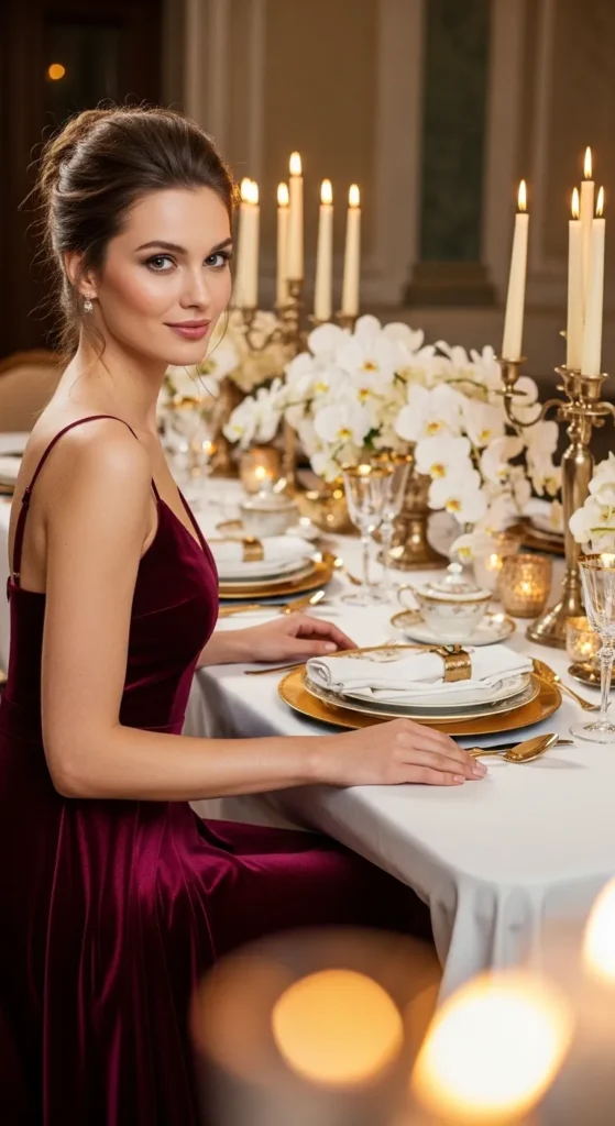 burgundy evening dress