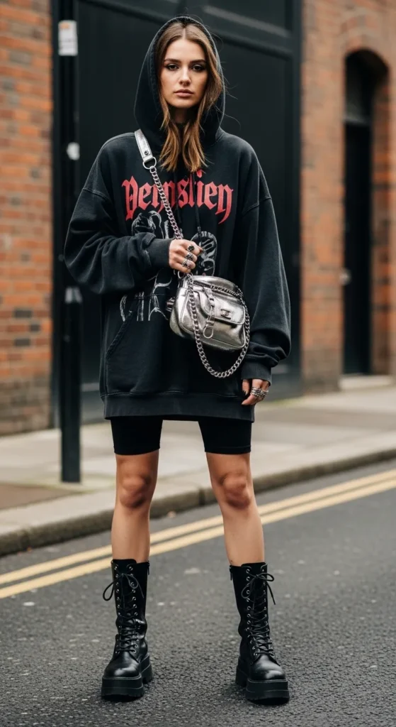 Graphic Hoodie and Biker Shorts