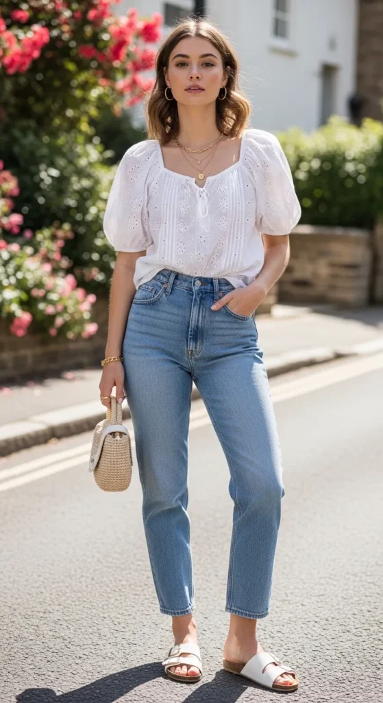 Jeans and a Broderie Blouse