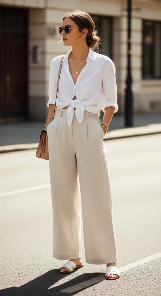 Leg Linen Trousers