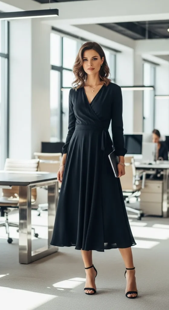 Midi Dress with Structured Blazer Look