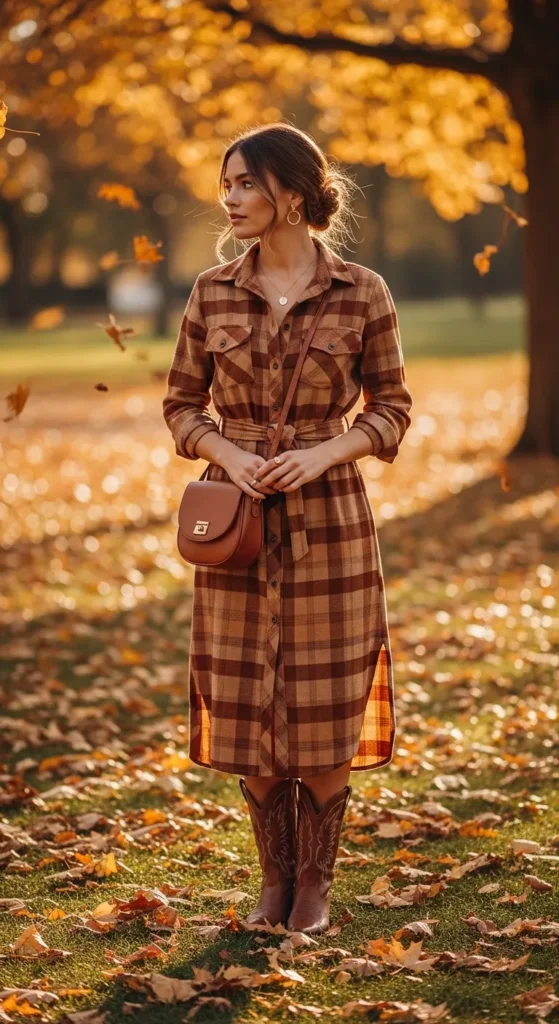 Boots and a Plaid Shirt Dress