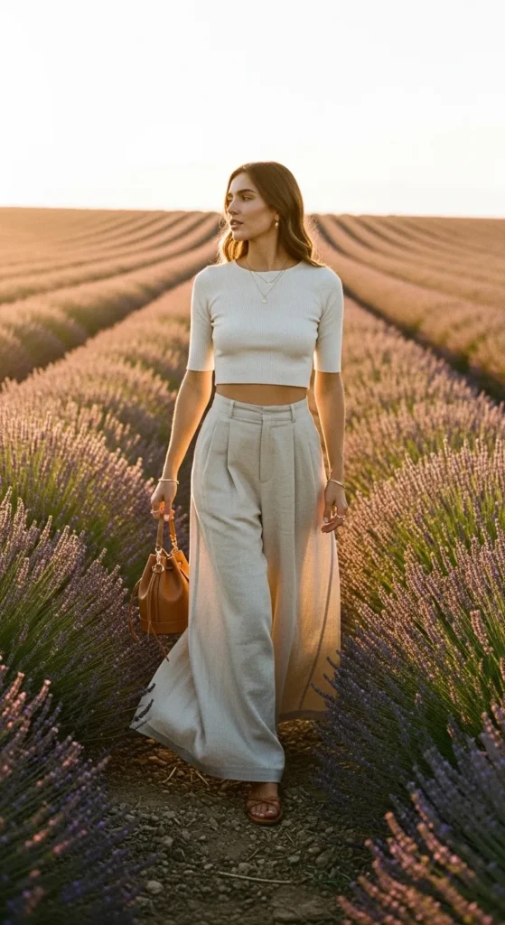 Wide-Leg Trousers and a Crop Top