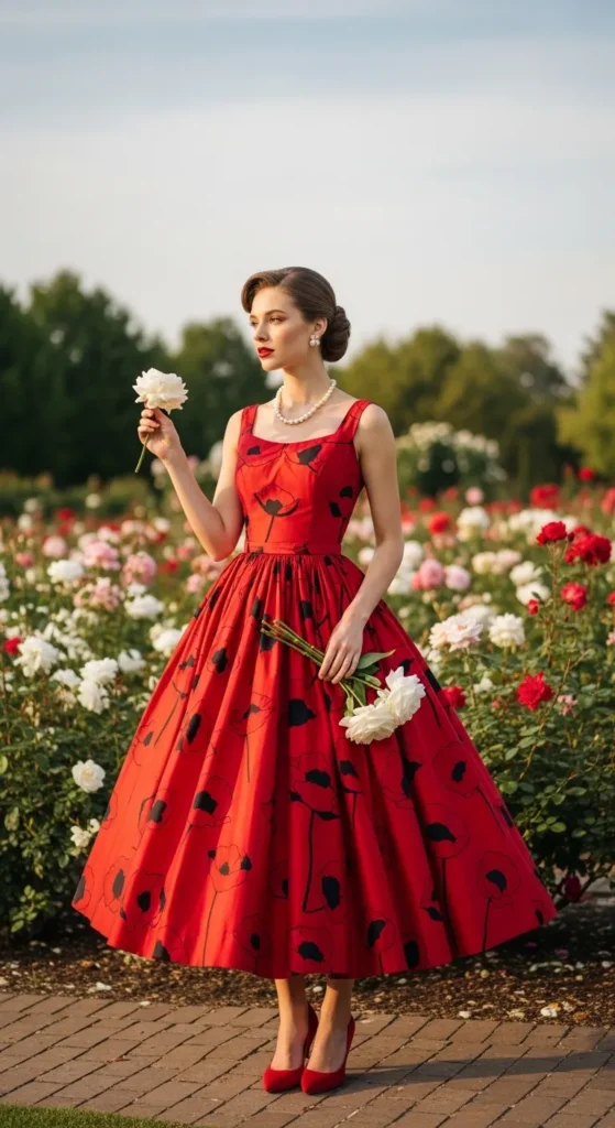  Full Skirt Floral Dress