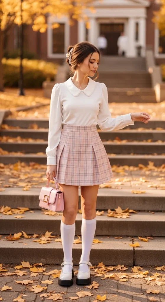 Pastel Plaid Mini Skirt Outfit
