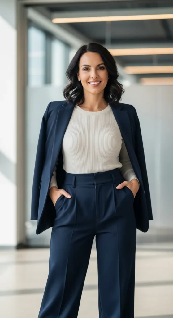 Wide-Leg Trousers with Fitted Blazer