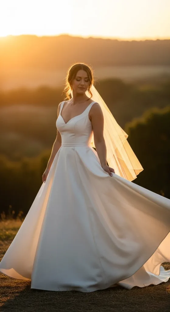 Satin Gown with Subtle Train