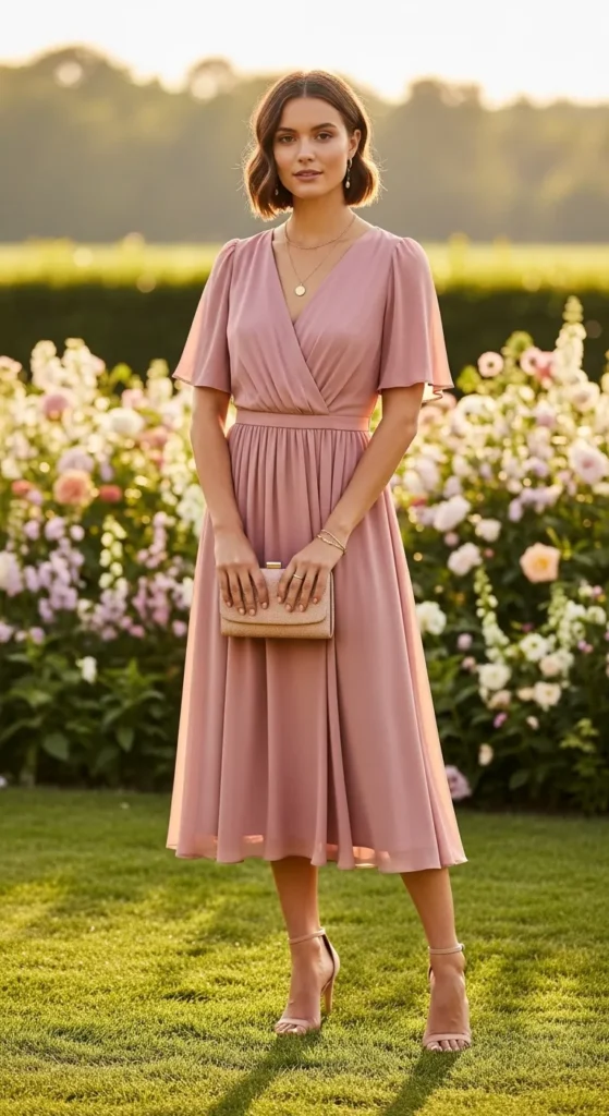  Dusty Rose Midi Dress