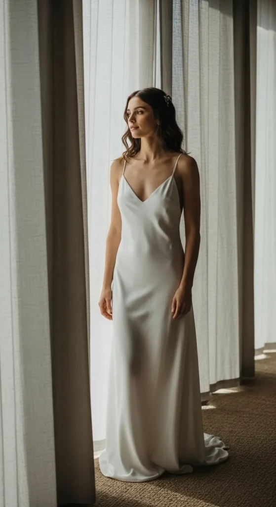 Simple Boho Slip Wedding Dress