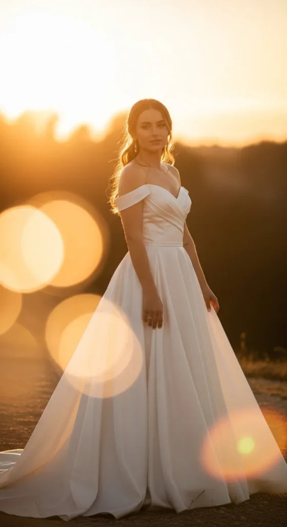 Off-Shoulder Satin Wedding Dress