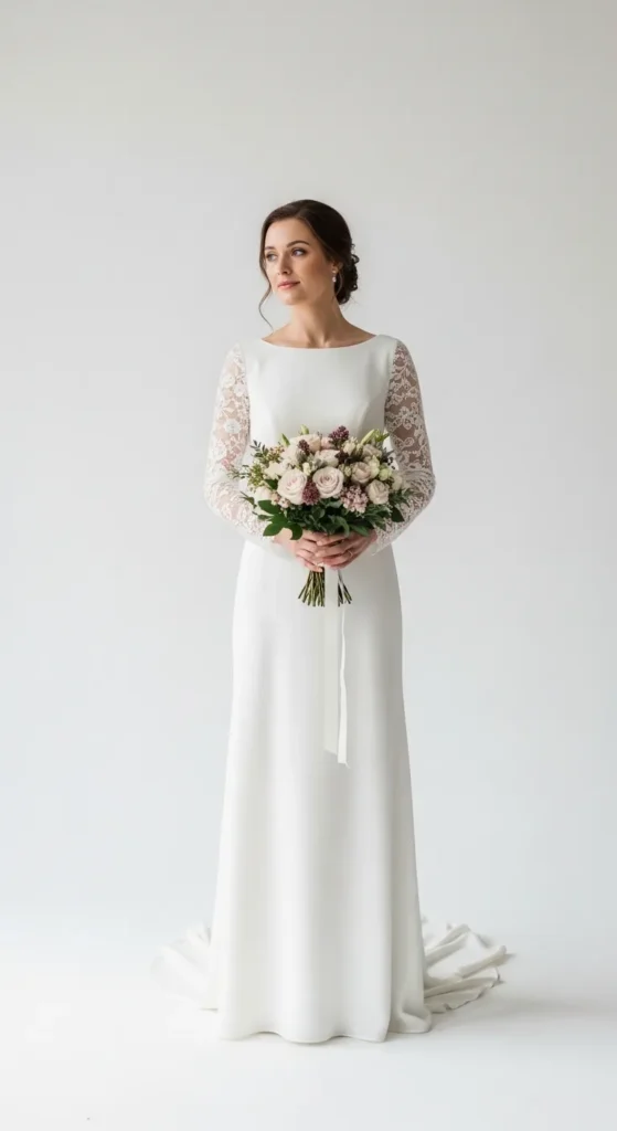 Minimalist Dress with Lace Sleeves