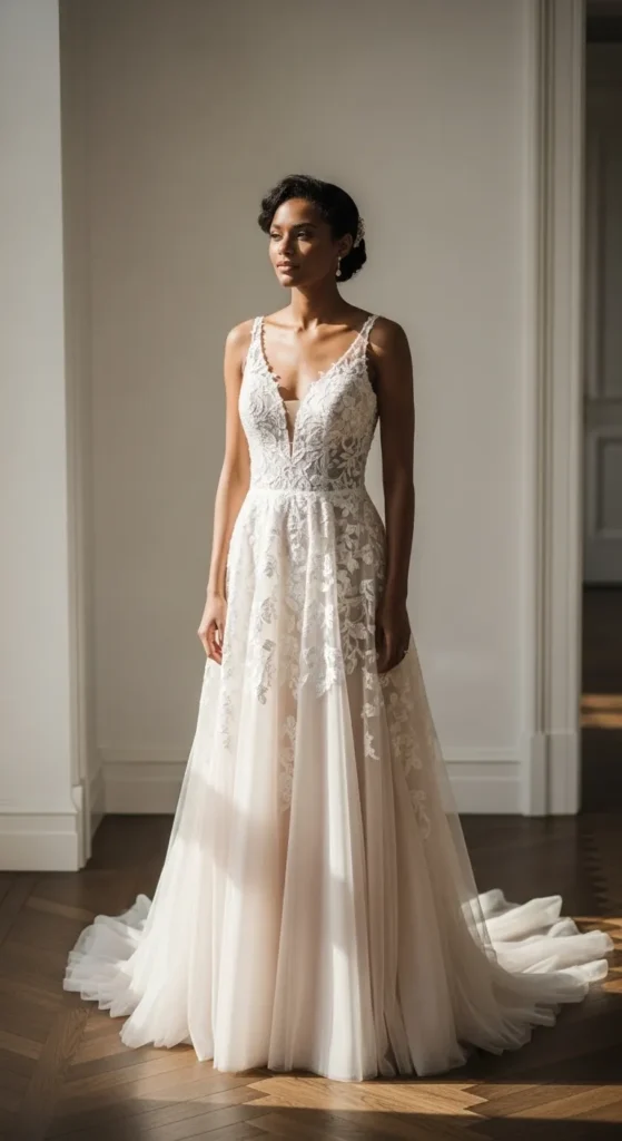  Soft Blush Wedding Dress for Melanin Skin