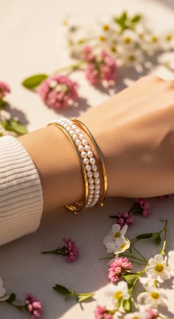 A Beaded or Pearl Bracelet Stack