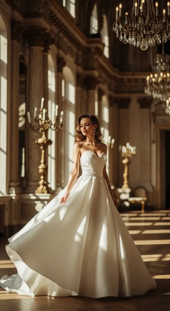 Strapless Satin Ball Gown