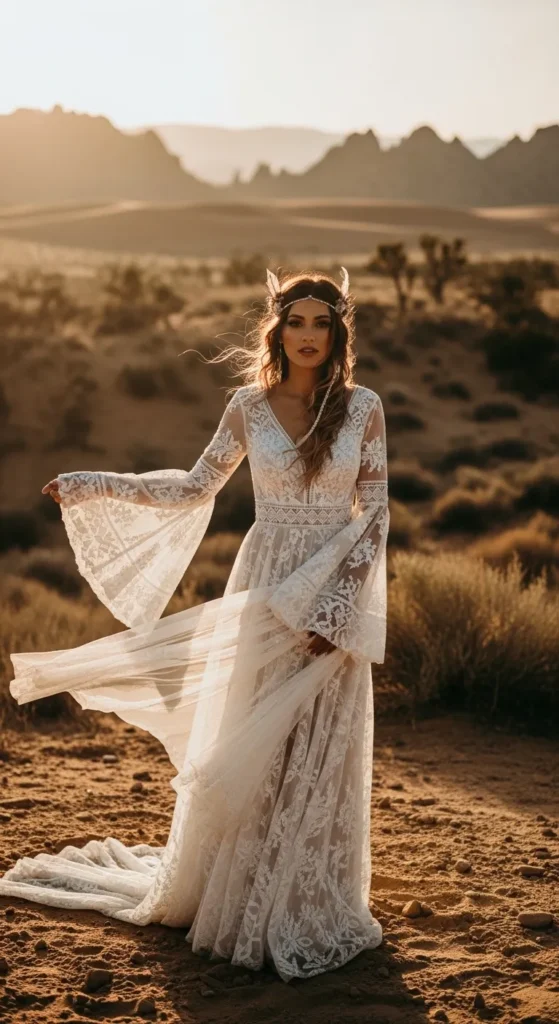 Boho Dress with Bell Sleeves