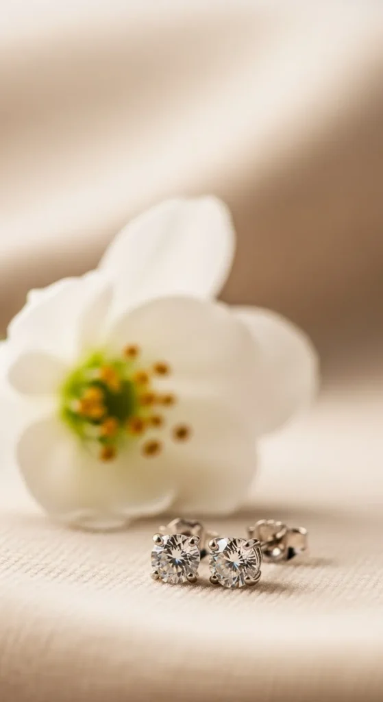 Small Diamond or Crystal Stud Earrings