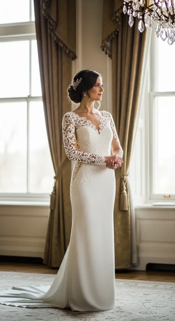 Classic Long Lace Sleeve Wedding Dress