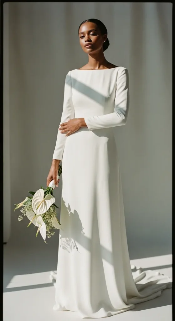  Minimalist Crepe Wedding Dress