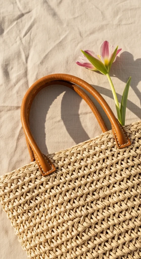 A Woven Raffia or Straw Bag