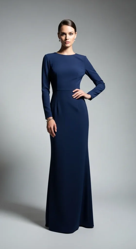 Navy Column Dress