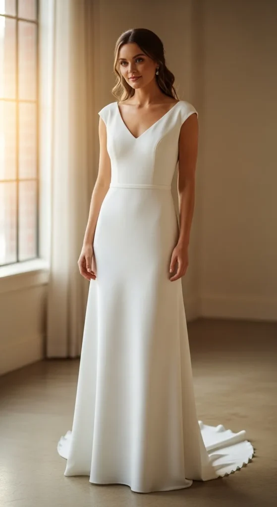 Cap Sleeve Modern Wedding Dress