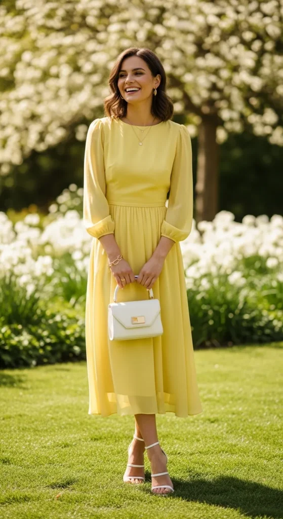  Lemon Yellow Midi Dress