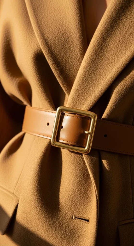 A Leather Belt With a Gold Buckle