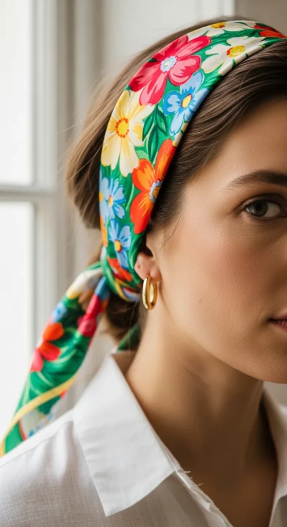A Printed Silk Mini Scarf