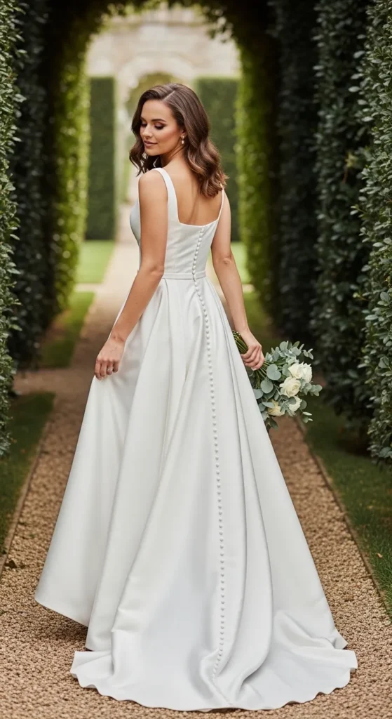 Square Neck Satin Bridal Gown