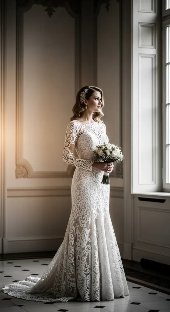 Vintage Inspired Lace Sleeve Dress
