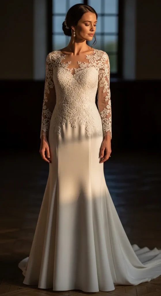 Lace Sleeve Mermaid Wedding Dress
