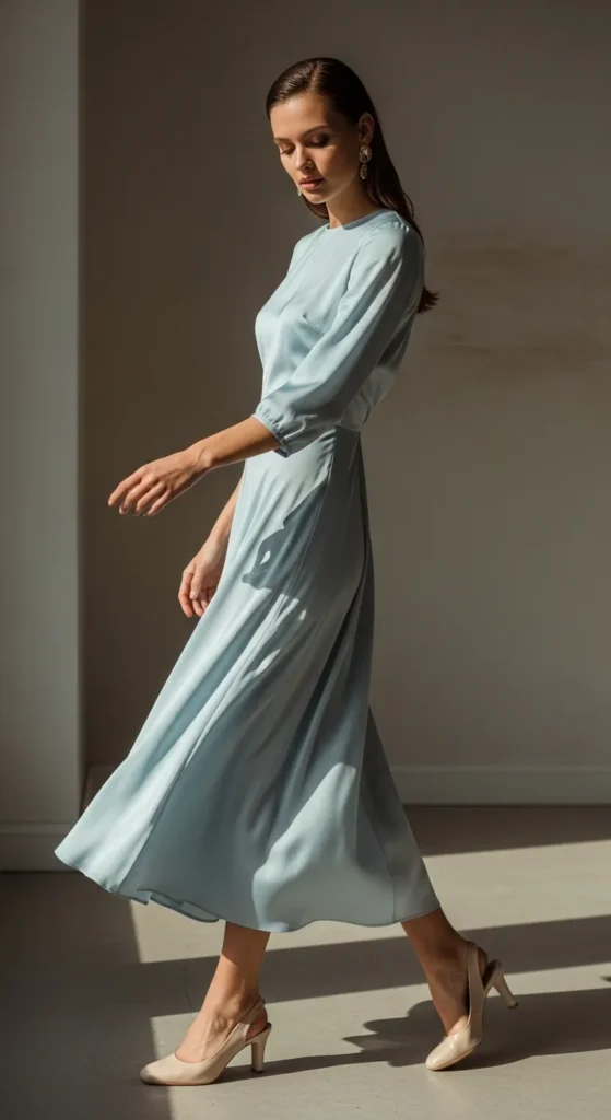 Pale Blue Silk Dress