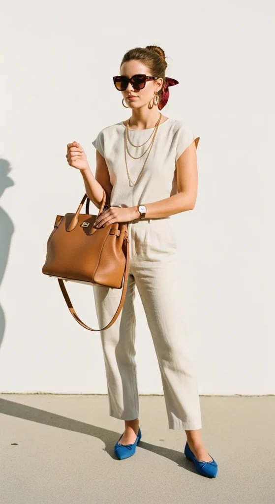 12 must-have accessories for a stylish look — gold necklaces, structured tote, ballet flats and sunglasses