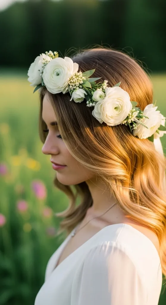 Floral Crown With Loose Hair
