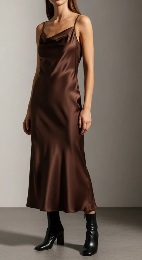 Chocolate Brown Silk Dress