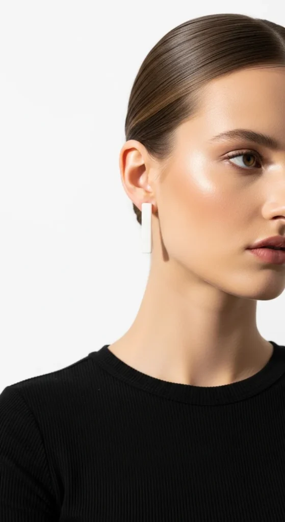 . Minimalist White Ceramic or Resin Earrings