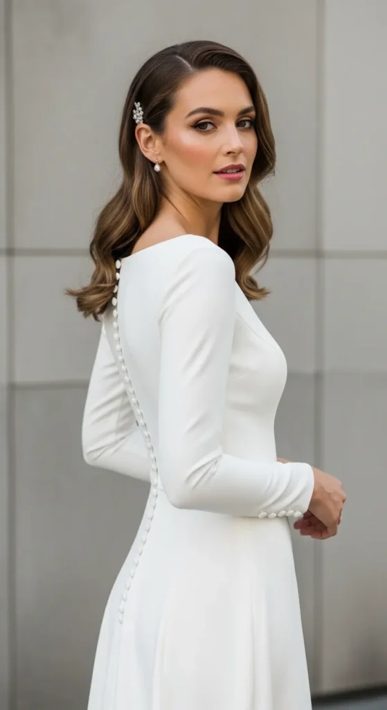 long Sleeve Crepe Minimal Dress